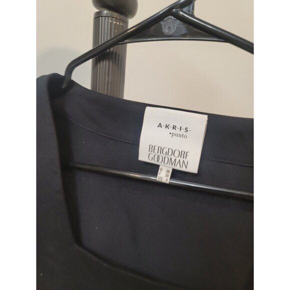 Akris Punto Womens Short Sleeve Square Neck Sleek Top Black Size 6 - Picture 3 of 5
